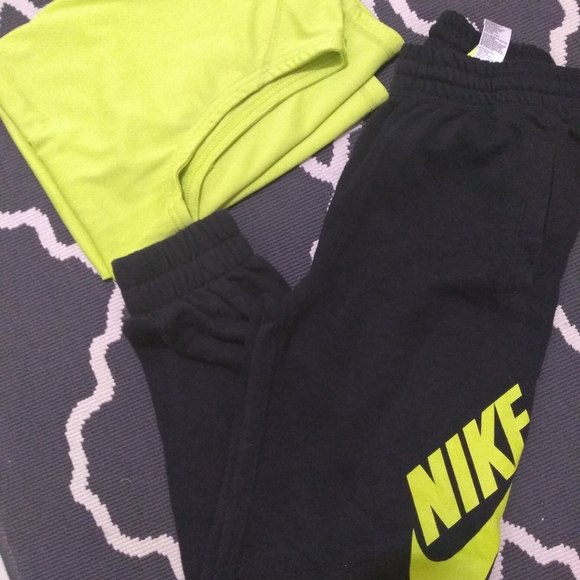 2pc Nike jogging pants Boys size M (10_12) Black neon+Top - Picture 4 of 16